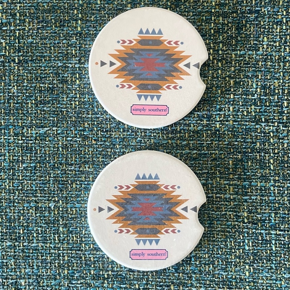 NWT Simply Southern Car Coasters Set of 2 “Tribe” design